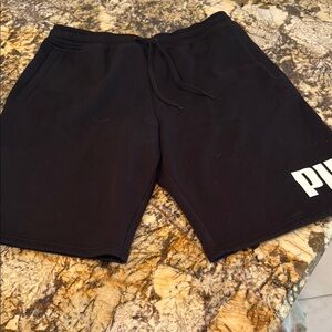 Puma Black Athletic Shorts with Elastic Waistband